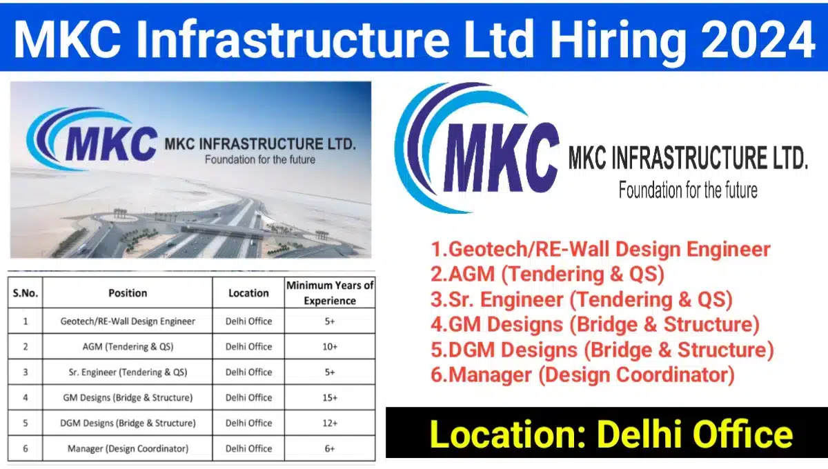 MKC Infrastructure Ltd Hiring 2024