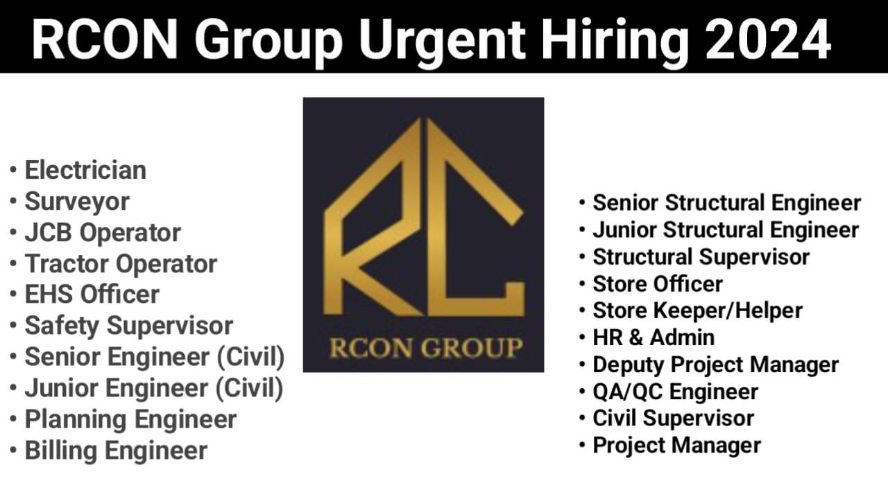 RCON Group Urgent Hiring 2024