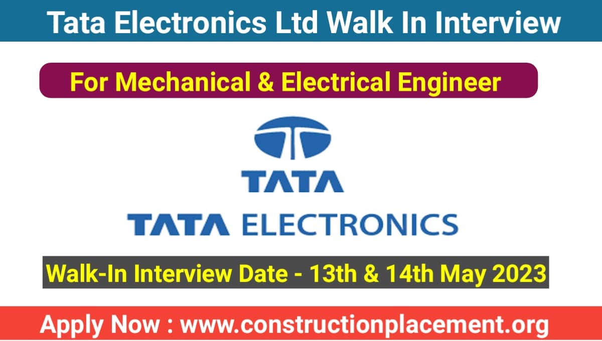 Tata Electronics Ltd Walk in interview 2023