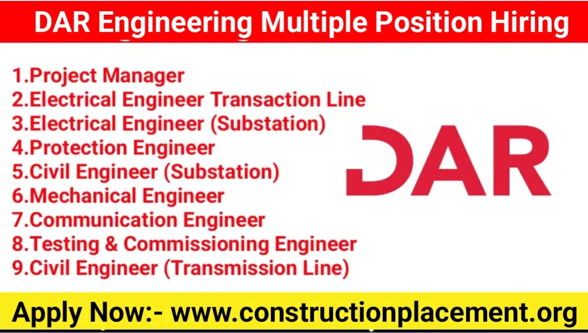 DAR Engineering Multiple Positions Hiring 2023: