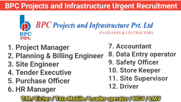 BPC Projects and Infrastructure Urgent Recruitment