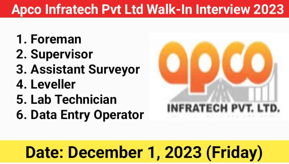 Infratech Pvt Ltd Hiring 2023