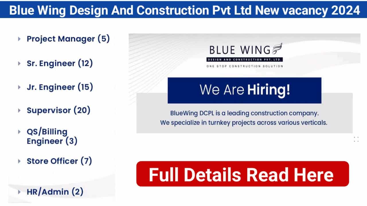 Blue Wing Design And Construction Pvt Ltd New vacancy 2024