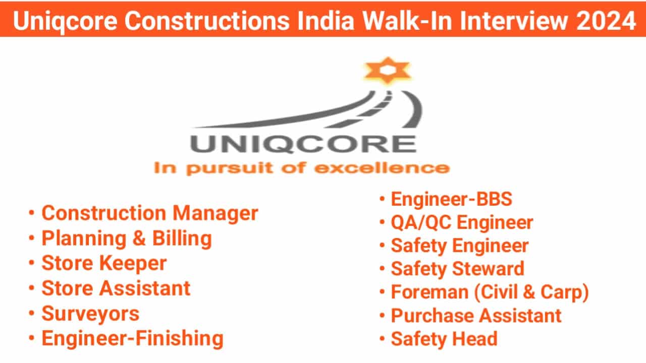 Uniqcore Constructions India Walk-In Interview 2024
