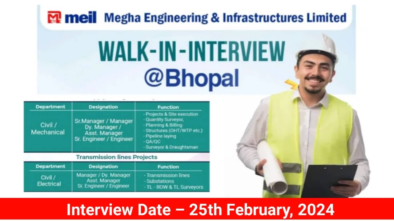 Megha Engineering & Infrastructure Limited Latest Walk-In Interview 2024