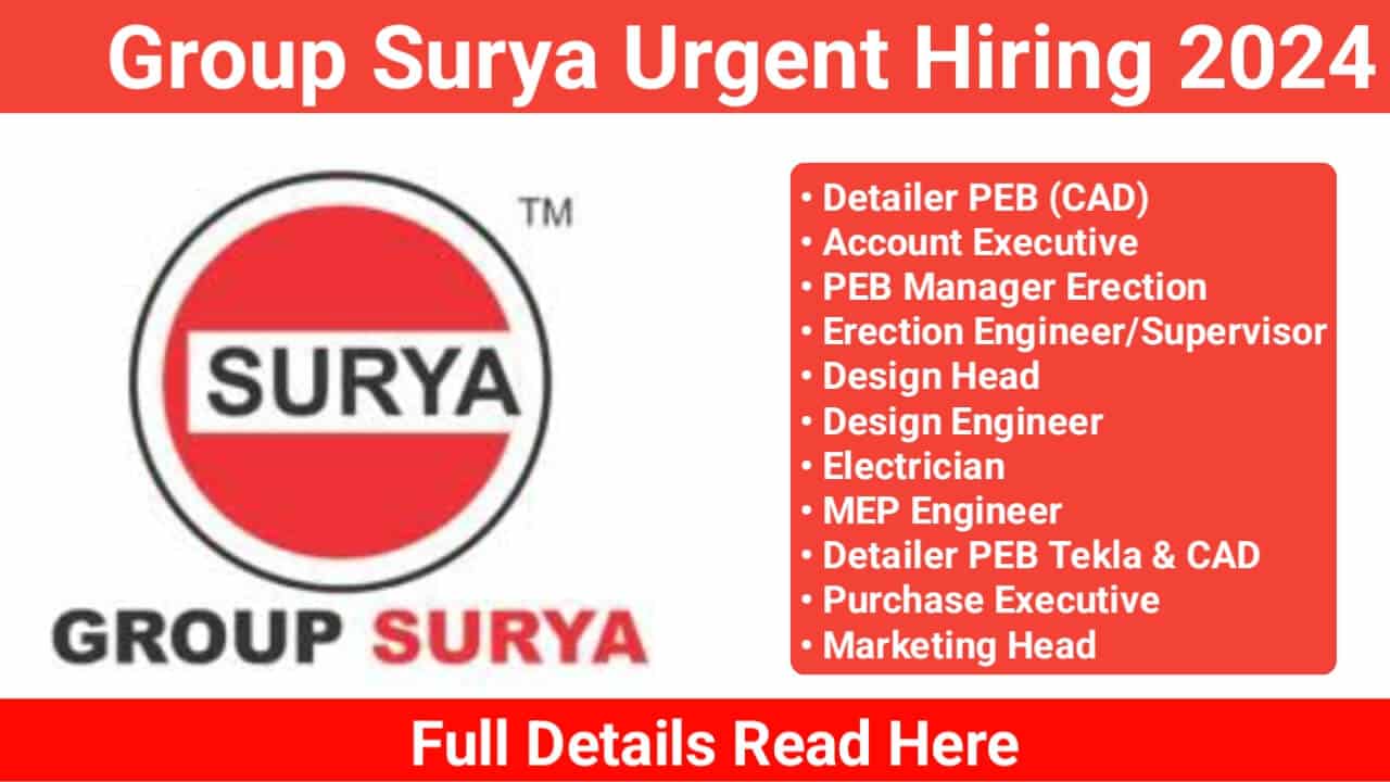 Group Surya Urgent Hiring For Supervisor , Engineer And More Department 2024