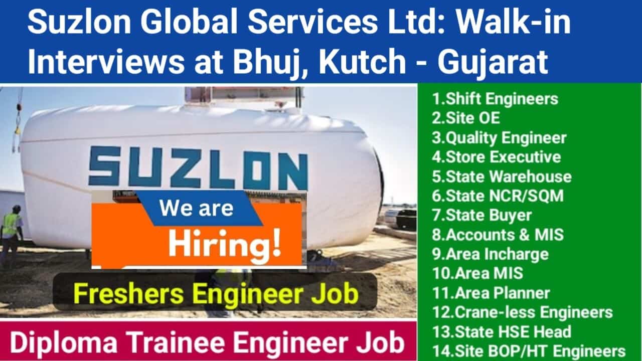Suzlon Global Services Ltd: Walk-in Interviews at Bhuj, Kutch - Gujarat