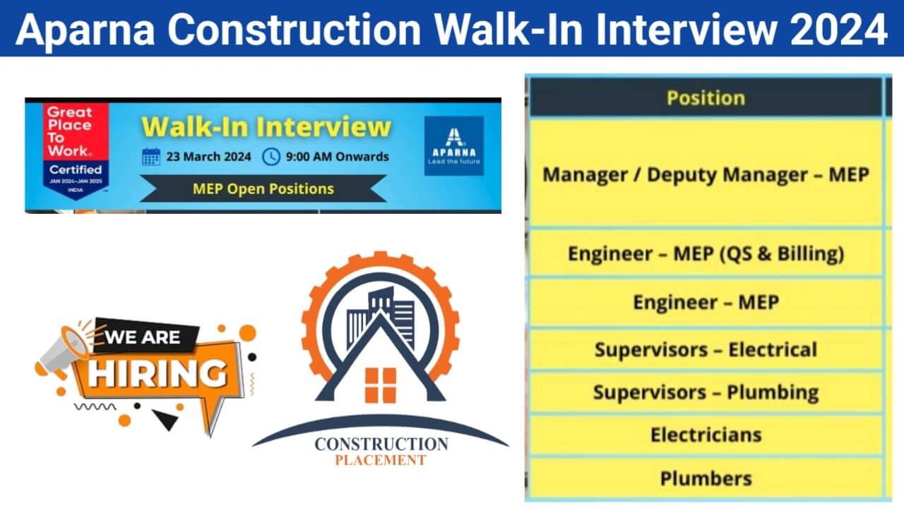 Aparna Construction Walk-In Interview 2024