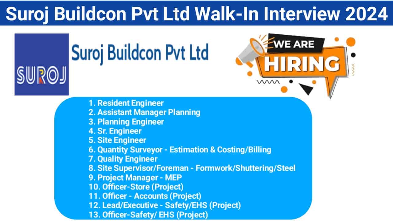 Suroj Buildcon Pvt Ltd Walk-In Interview 2024