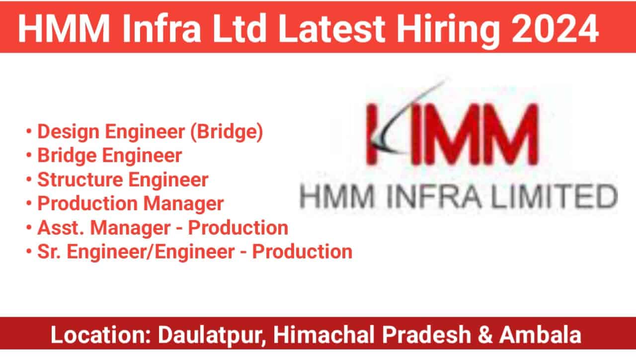 HMM Infra Ltd Latest Hiring 2024