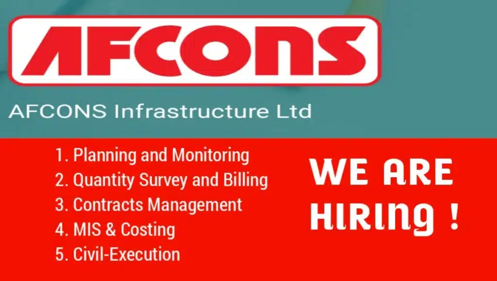 Afcons Infrastructure Ltd Urgent Hiring June 2024