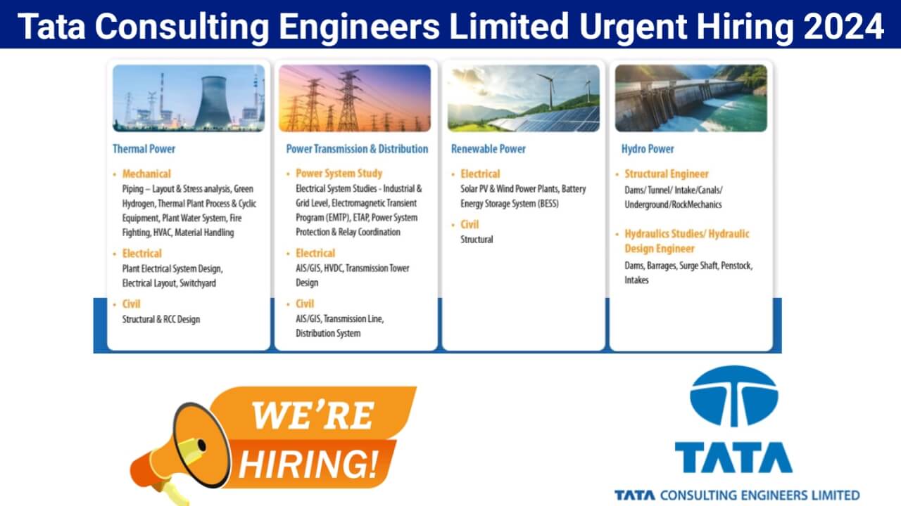 Tata Consulting Engineers Limited Urgent Hiring 2024
