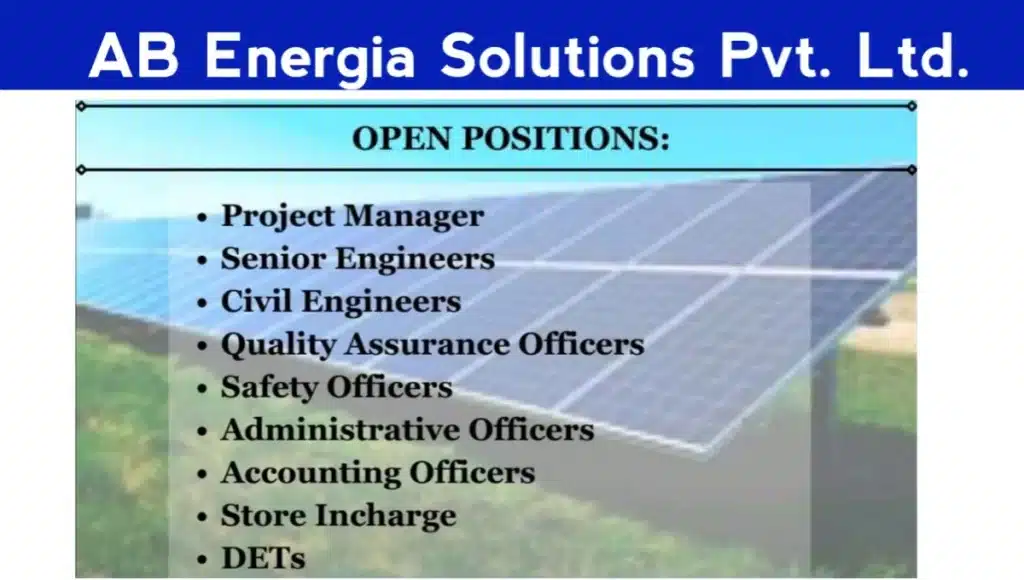 AB Energia Solutions Pvt. Ltd Urgent Hiring 2024