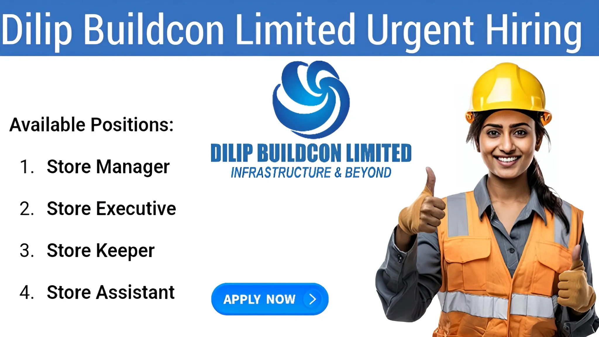 Dilip Buildcon Limited (DBL) Vacancy 2024 | For Store Manager, Store Keeper, Store Executive And Store Assistant