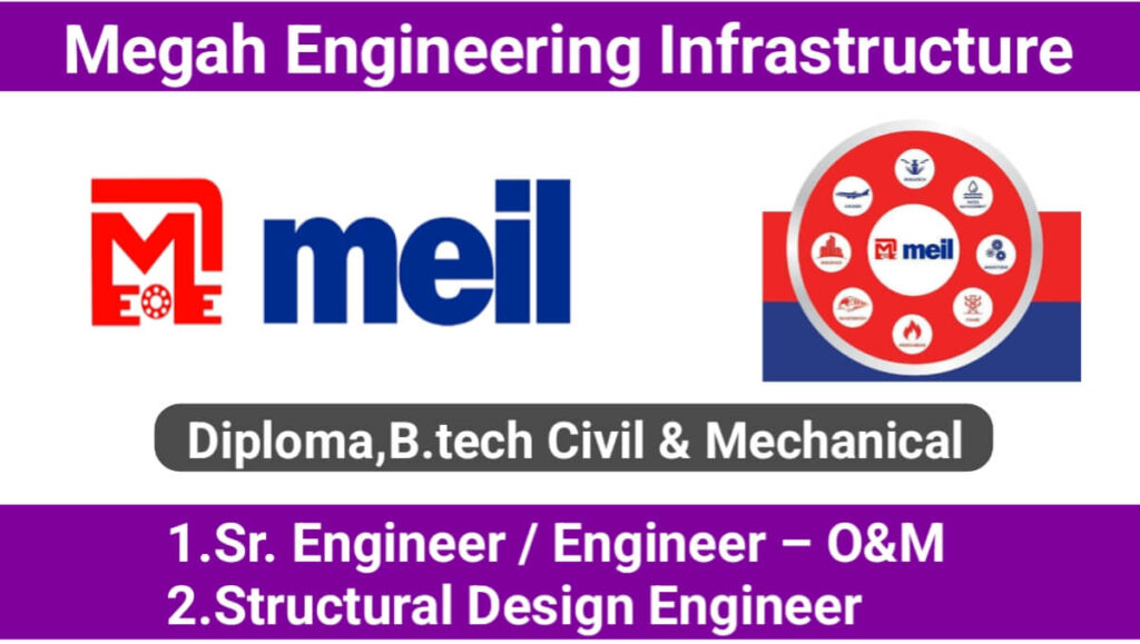 Megha Engineering & Infrastructure Ltd. (MEIL) New Opening 2024 | For Sr. Engineer / Engineer – O&M And Structural Design Engineer