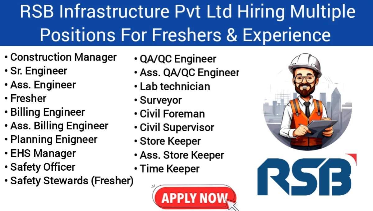 RSB Infrastructure Pvt. Ltd Urgent Hiring 2024 | Freshers and Experience Both Eligible