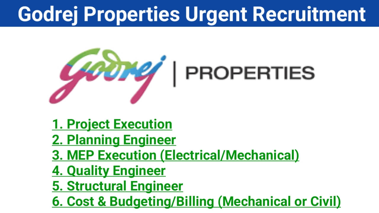 Construction Jobs in Delhi/NCR | Godrej Properties Career | Mechanical Engineer Jobs in Delhi