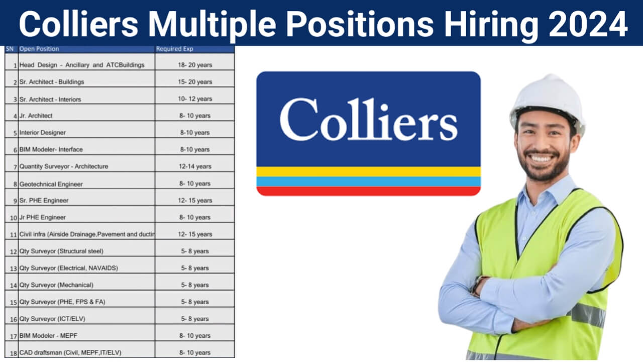 Colliers Multiple Positions Hiring 2024 | Mechanical Engineer Jobs Near Me | Construction Placement