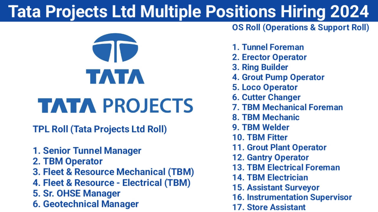 Tata Projects Ltd Multiple Positions Hiring 2024