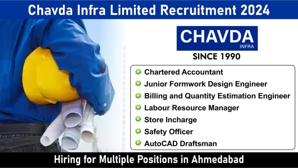 Chavda Infra Limited Latest Hiring 2024 | Freshers Chartered Accountant Jobs 2024