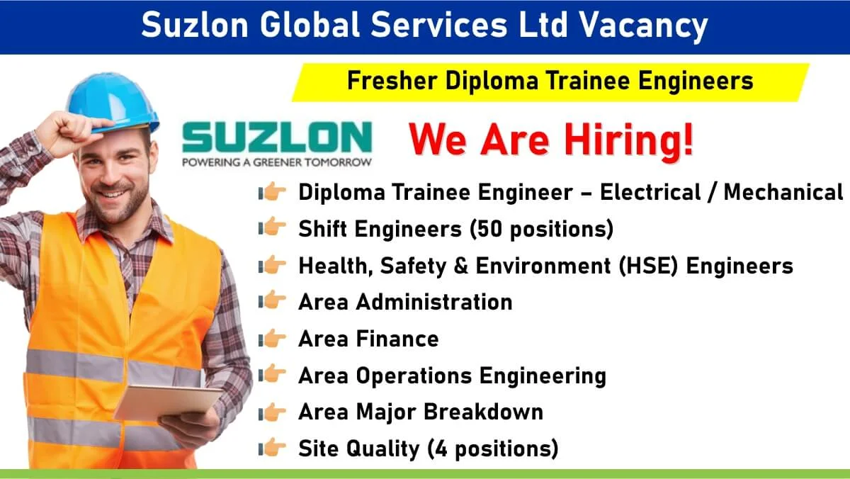 Suzlon Global Services Ltd Mega Walk-In Interview 2024 | Freshers Engineer Jobs 2024