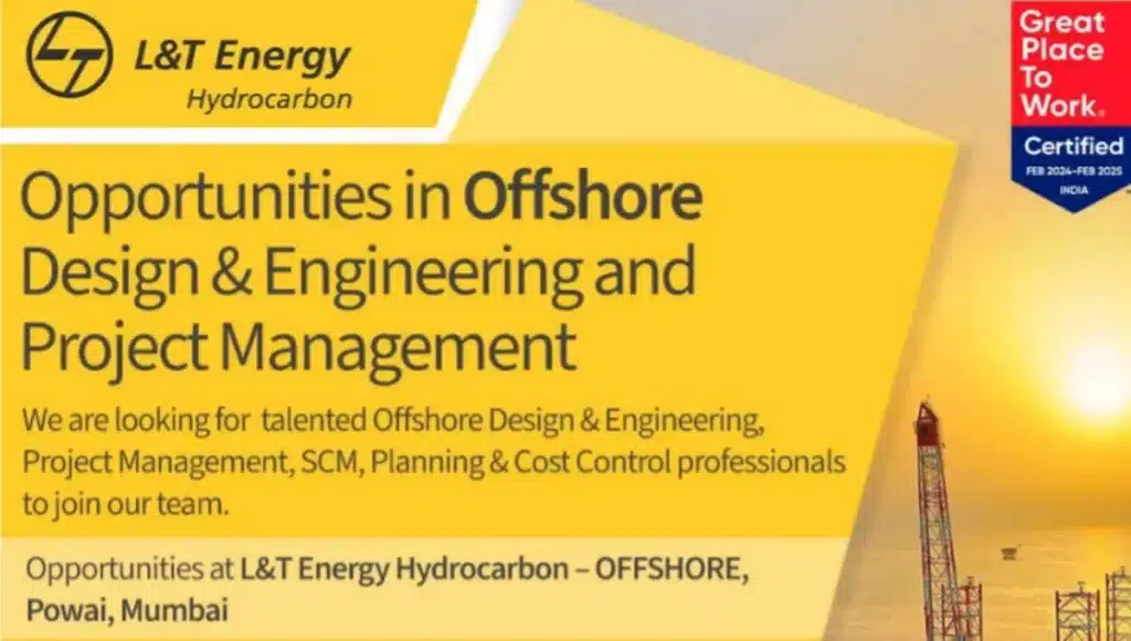 L&T Energy Hydrocarbon – Offshore Division Hiring 2024