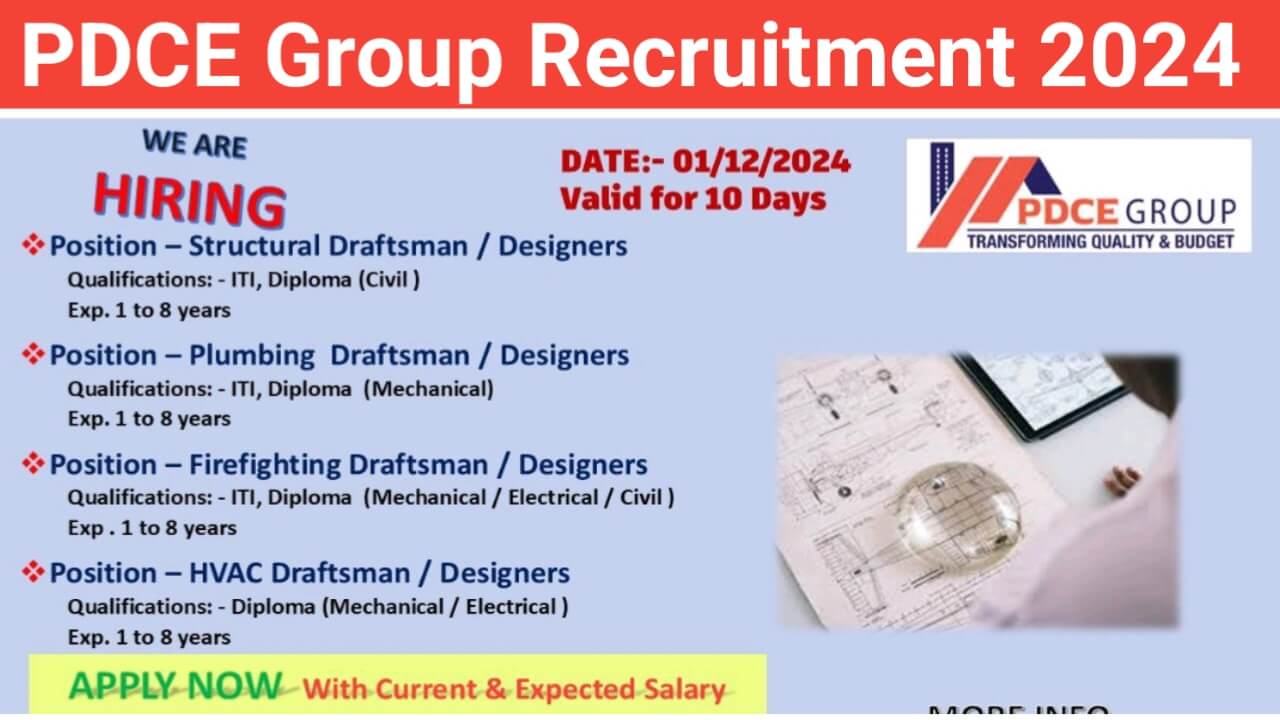 PDCE Group Recruitment 2024 | For Civil, Mechanical And Electrical Engineer