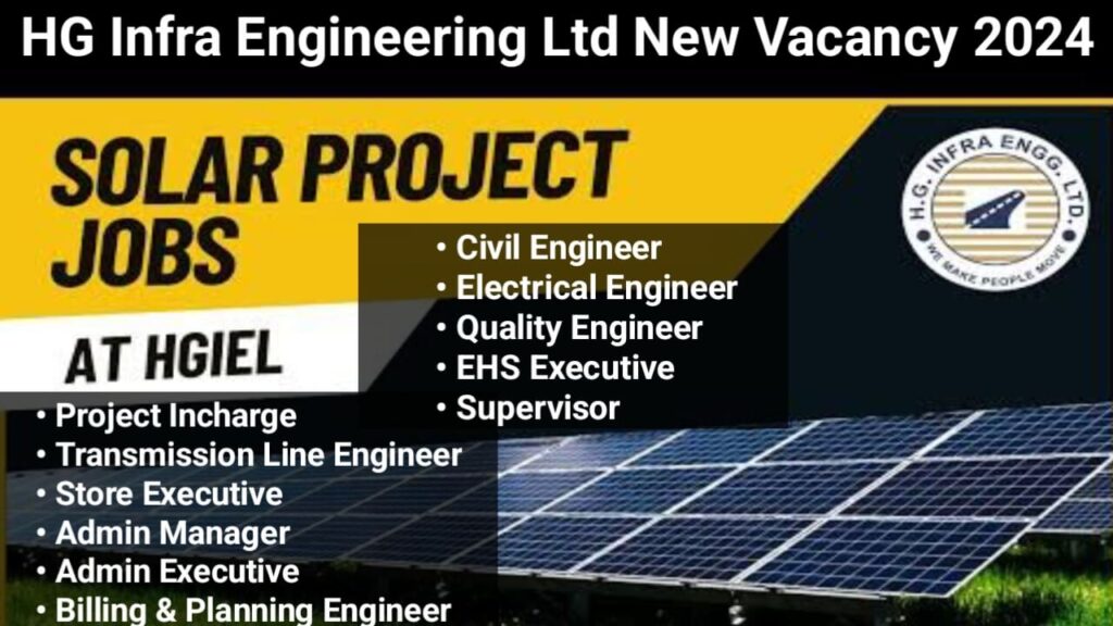 HG Infra Engineering Ltd Latest Hiring 2024 | For Solar Power Project in Rajasthan