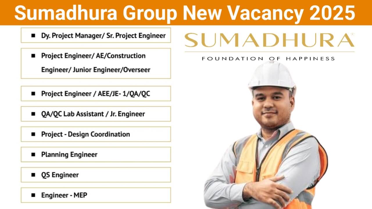 Sumadhura Group Recruitment 2025 | For QS Engineer, Engineer – MEP, Project Engineer