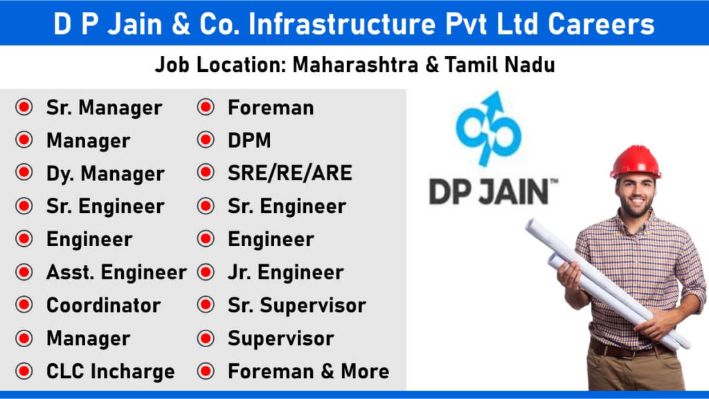 D P Jain & Co. Infrastructure Pvt Ltd New Vacancy 2025 | For Engineer, Supervisor, Foreman