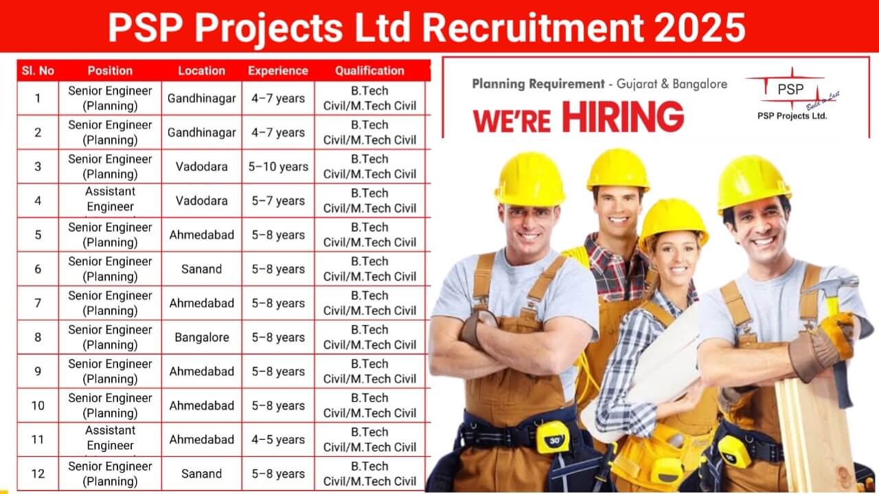 PSP Projects Ltd New Recruitment 2025