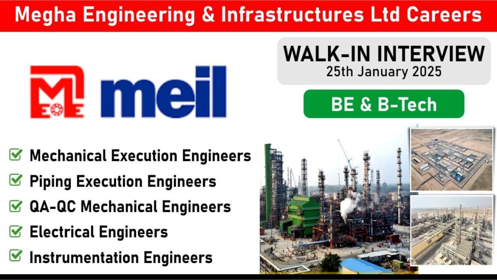 Megha Engineering & Infrastructures Ltd Walk-In Interview January 2025 | Interview Date: 25th January 2025