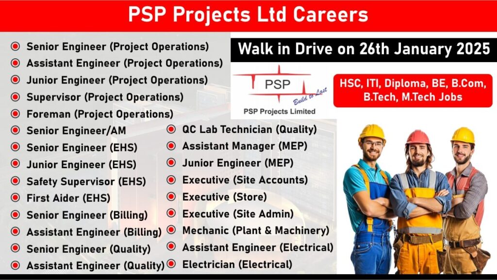 PSP Projects Ltd Walk-In Interview 2025 | Interview Date: 26th January 2025