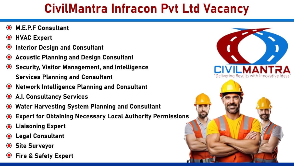 CivilMantra Infracon Pvt Ltd New Vacancy 2025 | For Graduate/Postgraduate in Civil, Electrical, Mechanical Engineering, or Architecture