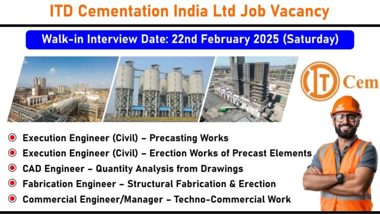 ITD Cementation India Limited Latest Walk-In Drive 2025 | Date: 22nd February 2025