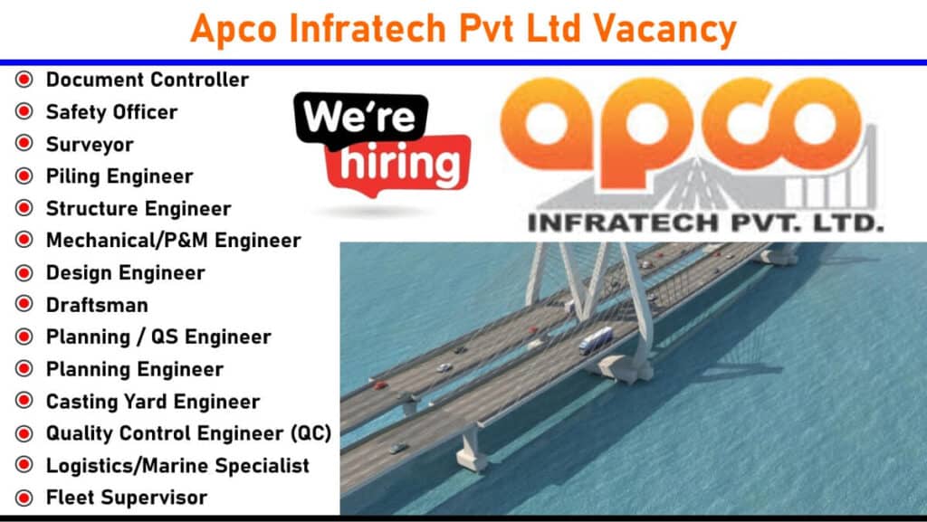Apco Infratech Pvt Ltd Hiring 2025 | For Marine (VBSL) & Road Projects