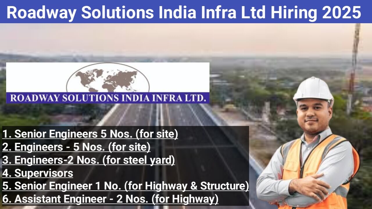 Roadway Solutions India Infra Ltd Hiring 2025 for Highway & Structure Professionals in Pune Ring Road Project