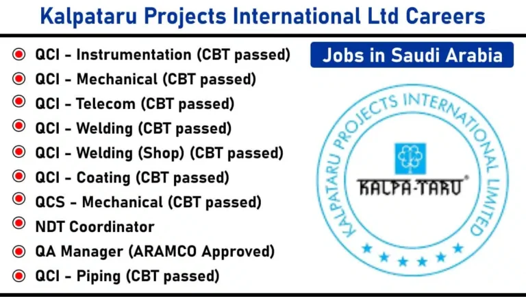 Kalpataru Projects International Limited (KPIL) New Vacancy | For QCI, QA, NDT Roles | Global Infrastructure Projects