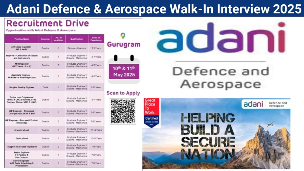 Adani Defence & Aerospace Walk-In Interview 2025 | Dates: 10th & 11th May 2025