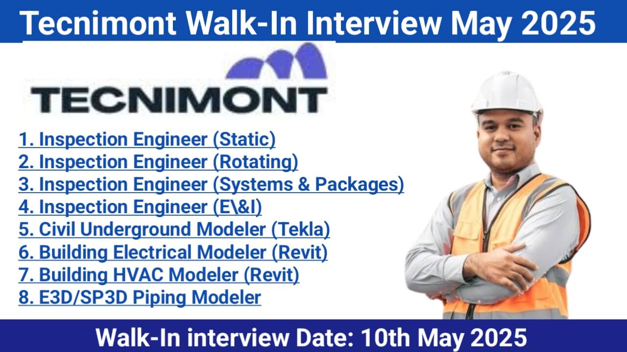 Tecnimont Walk-In Interview May 2025 | Date: 10th May 2025 | oil & gas EPC projects