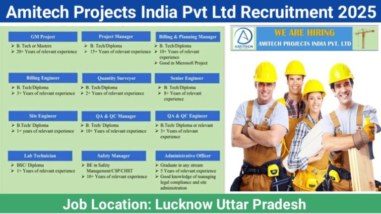 Amitech Projects India Pvt Ltd Recruitment 2025 | Construction Jobs In Lucknow