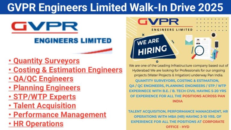 GVPR Engineers Limited Walk-In Drive 2025 | Water and Irrigation Projects