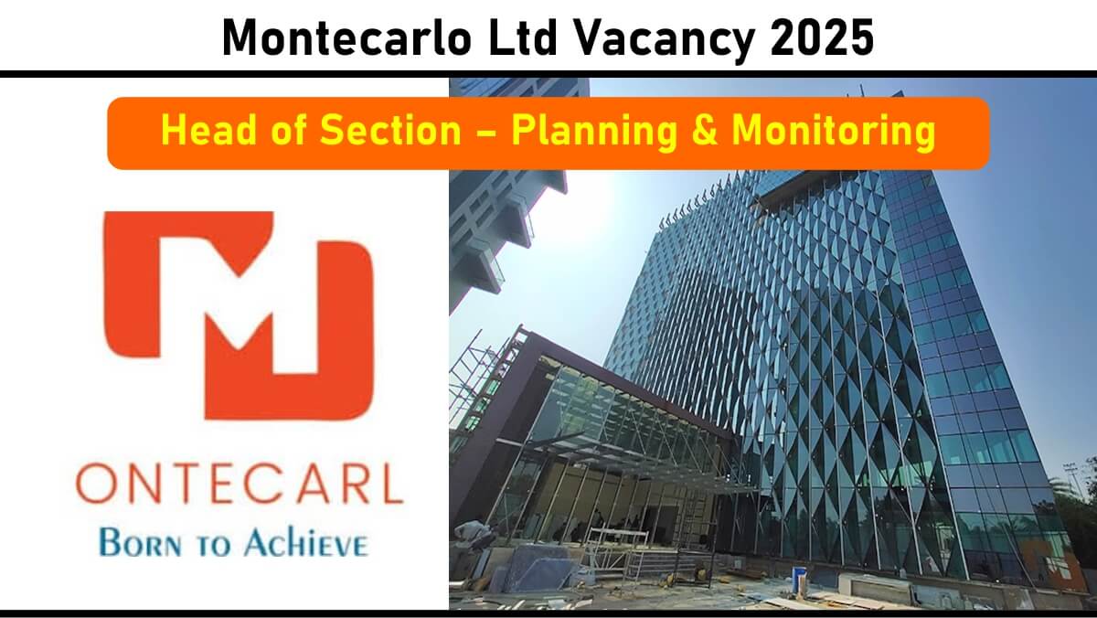 Montecarlo Ltd Vacancy 2025 - Senior Planning & Monitoring Head | 15+ Yrs Exp | Ahmedabad | Infrastructure Careers 2025