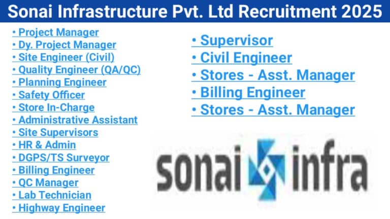 Sonai Infrastructure Pvt. Ltd Recruitment 2025 | Construction Jobs Near Me