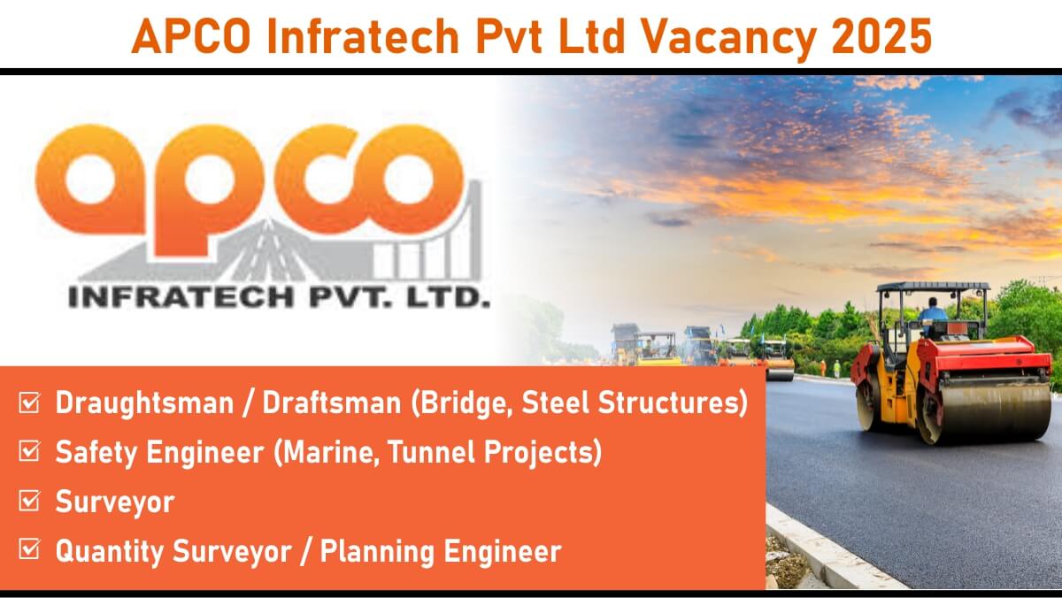 APCO Infratech Pvt Ltd Vacancy 2025: Recruitment for Highways, Roads, Expressways, Flyovers Projects | Apply Now