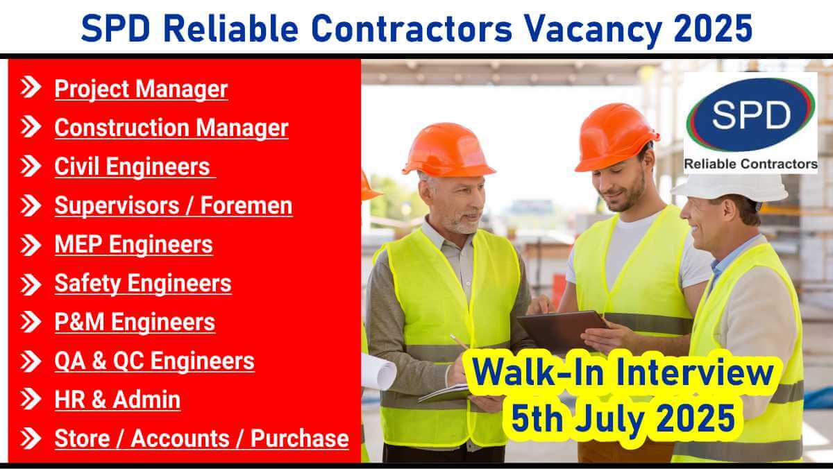 SPD Reliable Contractors Vacancy 2025 | Project Manager Jobs SPD Aerocity Walk In