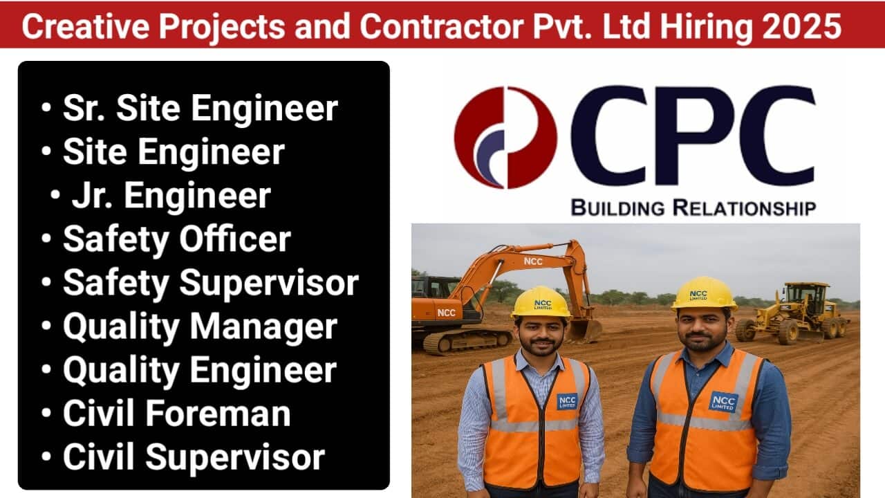 Creative Projects and Contractor Pvt. Ltd New Opening 2025 | For Engineer, Supervisor, Foreman And More Positions