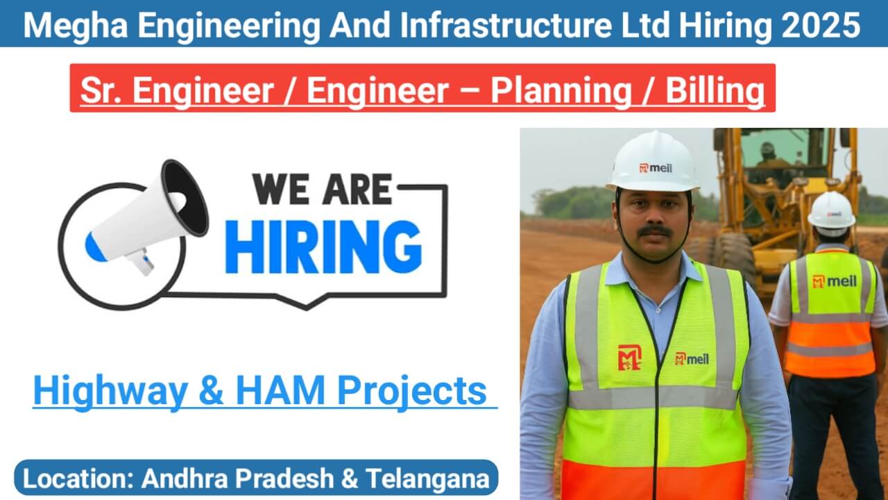 Megha Engineering And Infrastructure Ltd Hiring 2025 | Location: Andhra Pradesh & Telangana