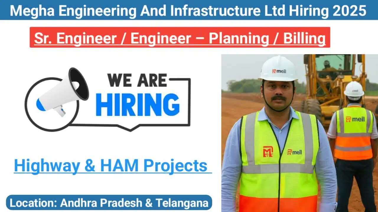 Megha Engineering And Infrastructure Ltd Hiring 2025 | Location: Andhra Pradesh & Telangana