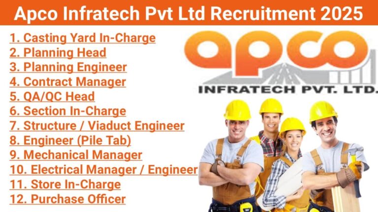 Apco Infratech Pvt Ltd Hiring 2025 | For Coastal Road Project, Mumbai